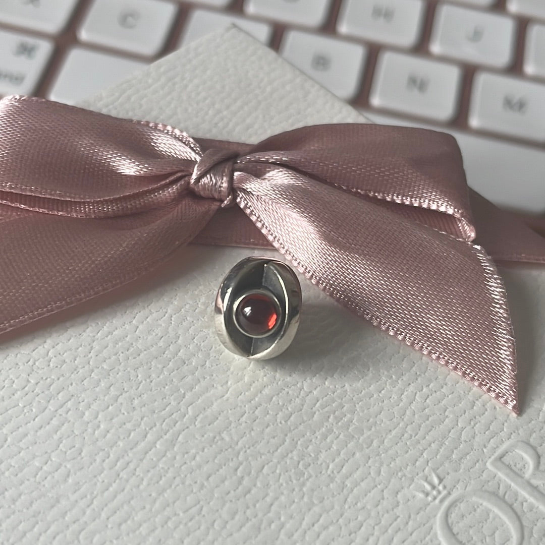 Genuine Pandora Pave Red Garnet Eye Crossover Charm Rare