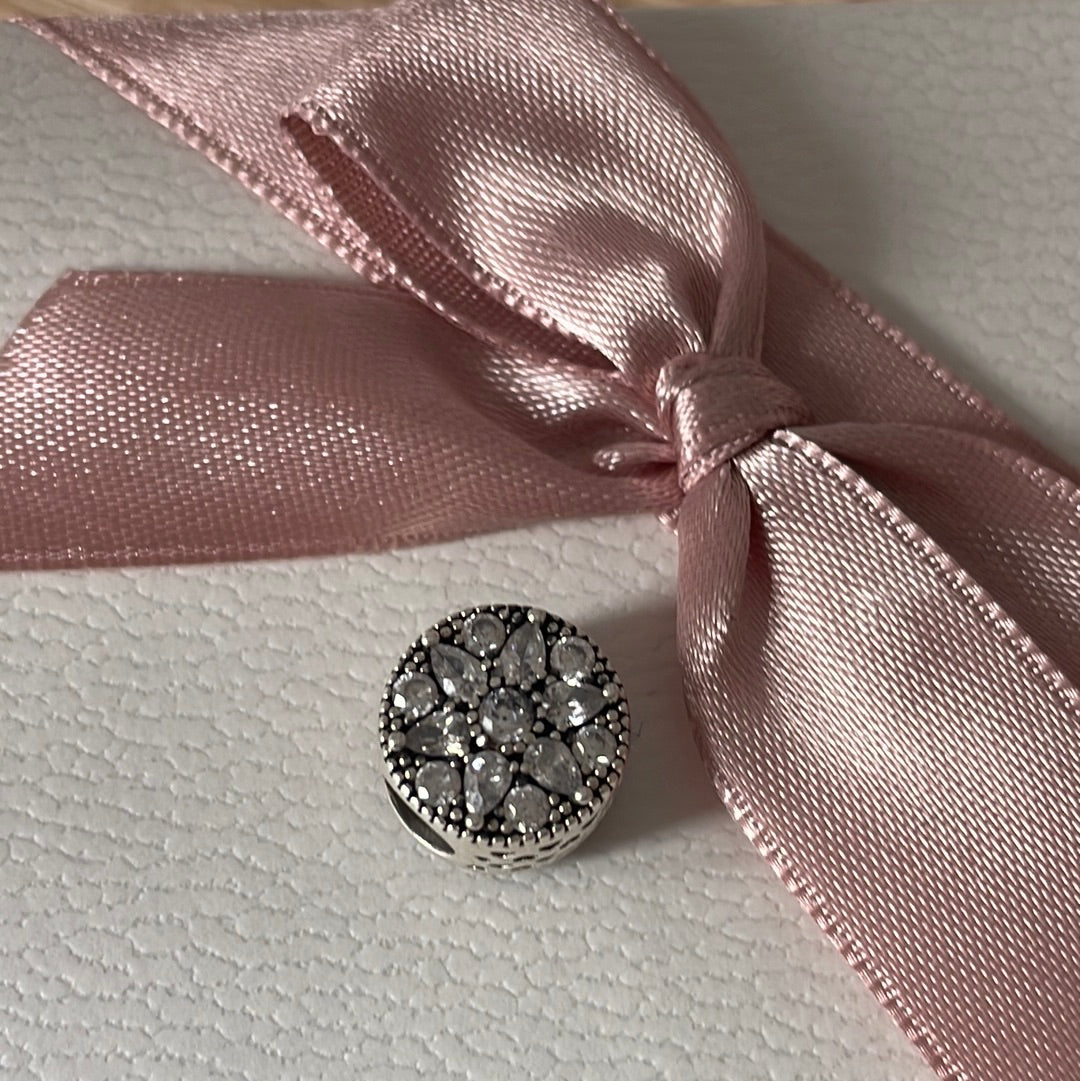 Genuine Pandora Pave Clear Flower Radiant Hearts Ball