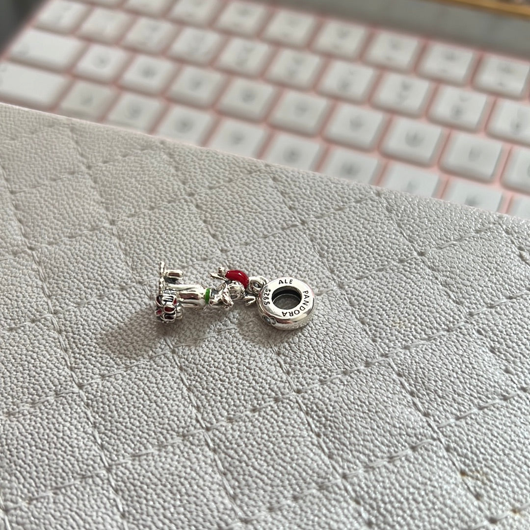 Genuine Pandora Disney Christmas Pluto Enamel Dangle Charm