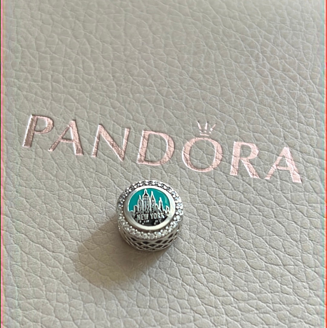 Genuine Pandora New York Charm Travel Enamel Pave Exclusive RARE Holiday