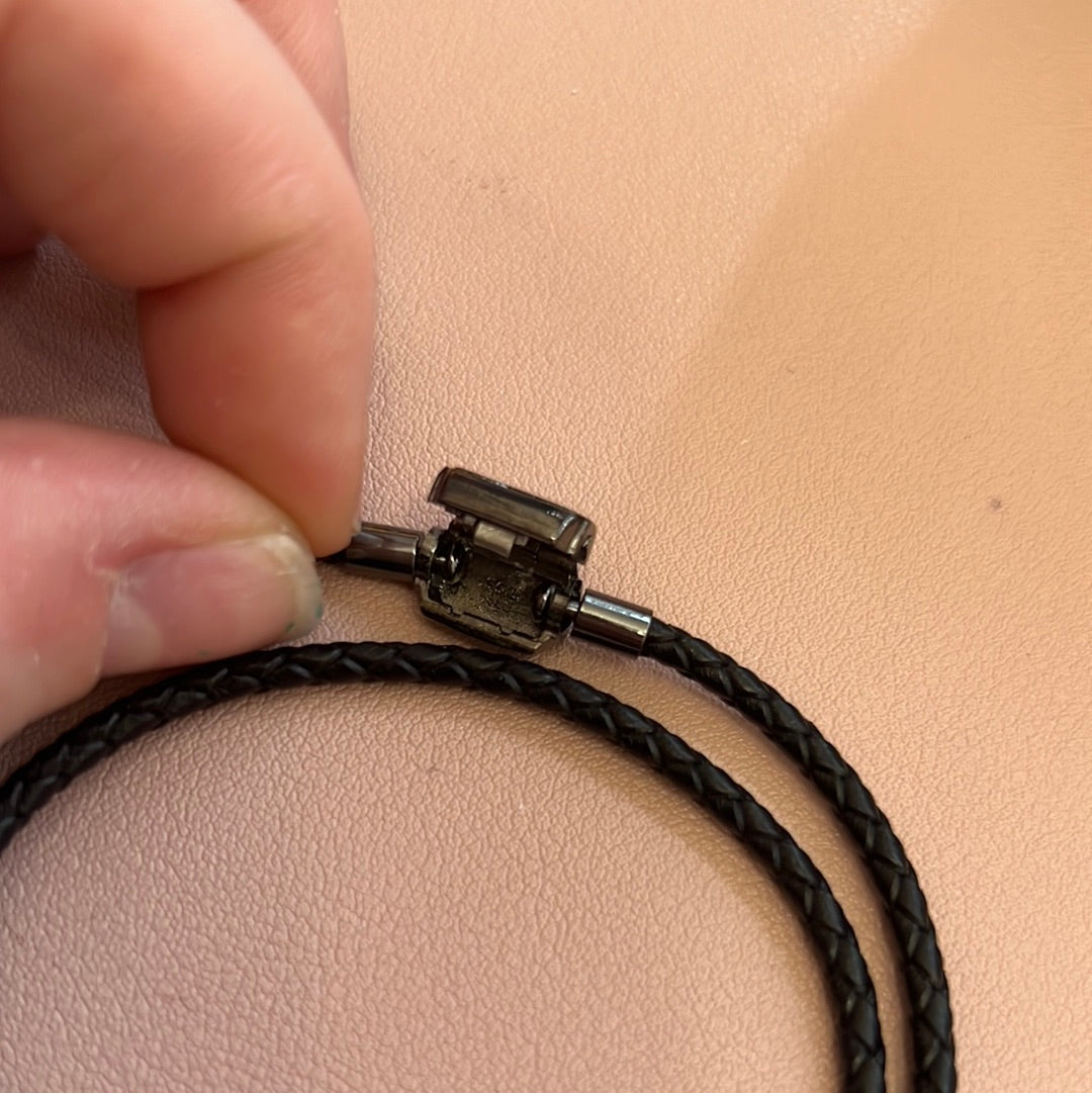 Genuine Pandora Disney Star Wars LMTD Edition Double Black Leather Bracelet Med/ Lrg
