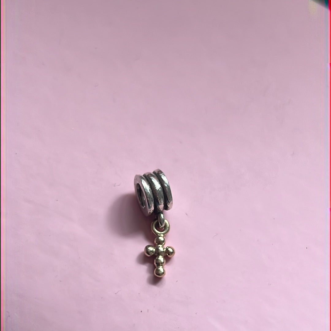 Genuine Pandora Two Tone Gold Cross Charm Christianity