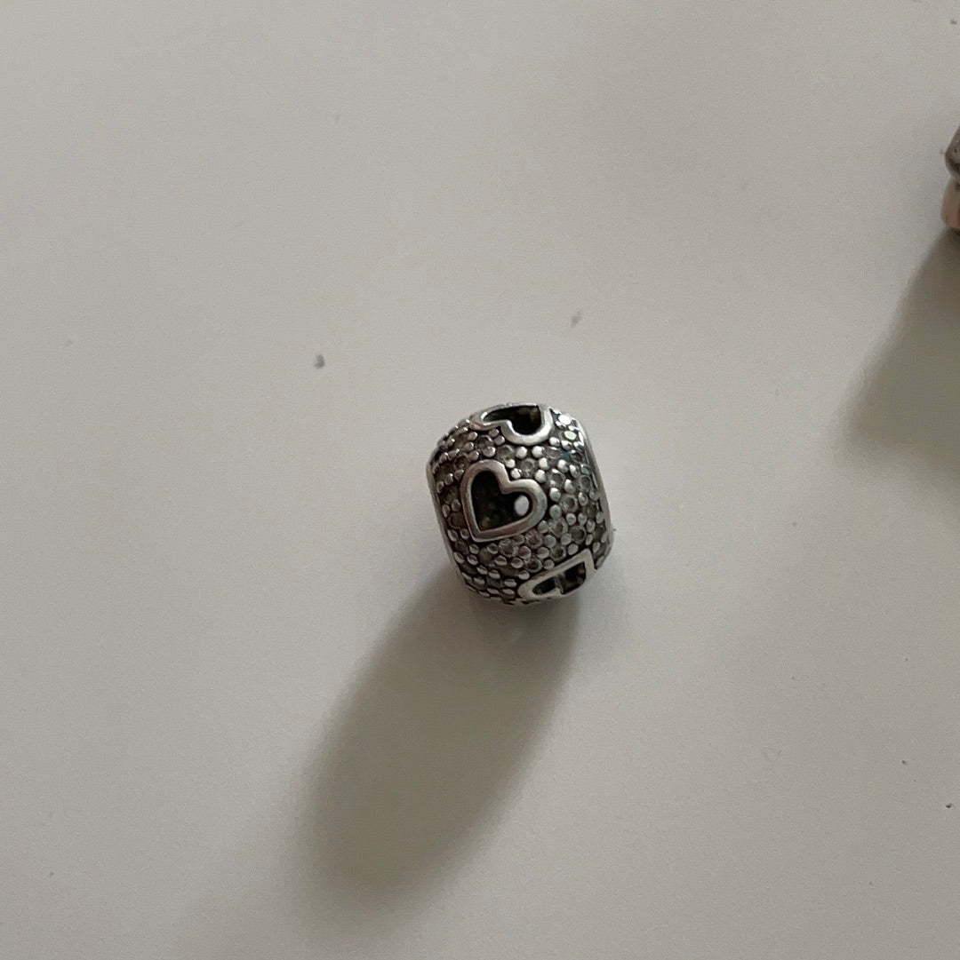 Genuine Pandora Clear Stone Openwork Heart Pave Ball