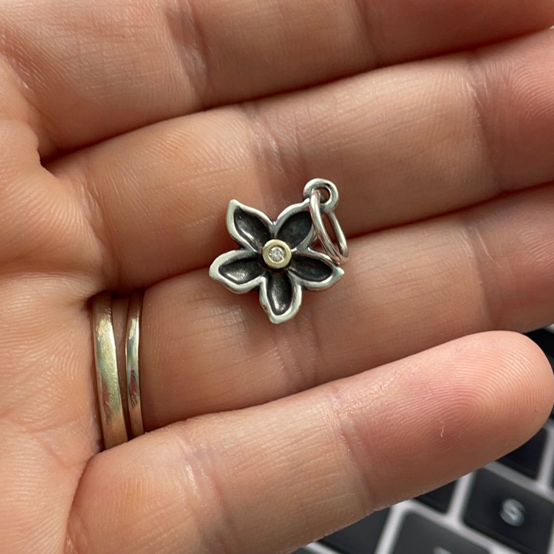 Genuine Pandora He Loves Me Diamond Two Tone Flower Dangle SUPER RARE