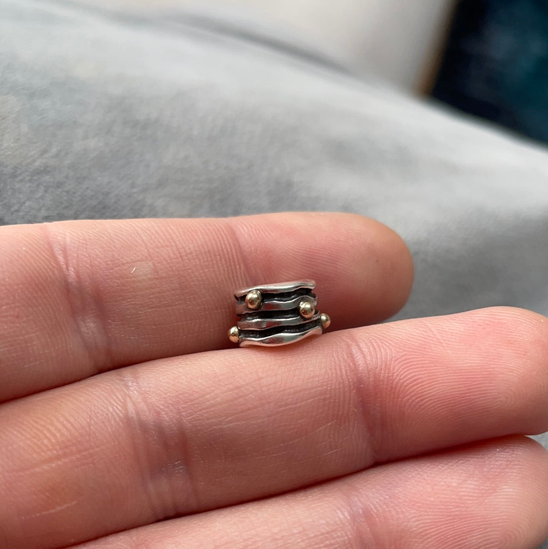 Genuine Pandora Two Tone Abstract Line With 14K Dots RARE HTF Charm
