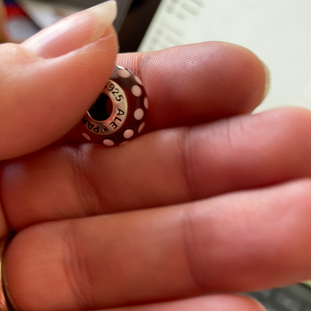 Pandora Disney Minnie Mouse Red Polka Dot Glass Murano Charm