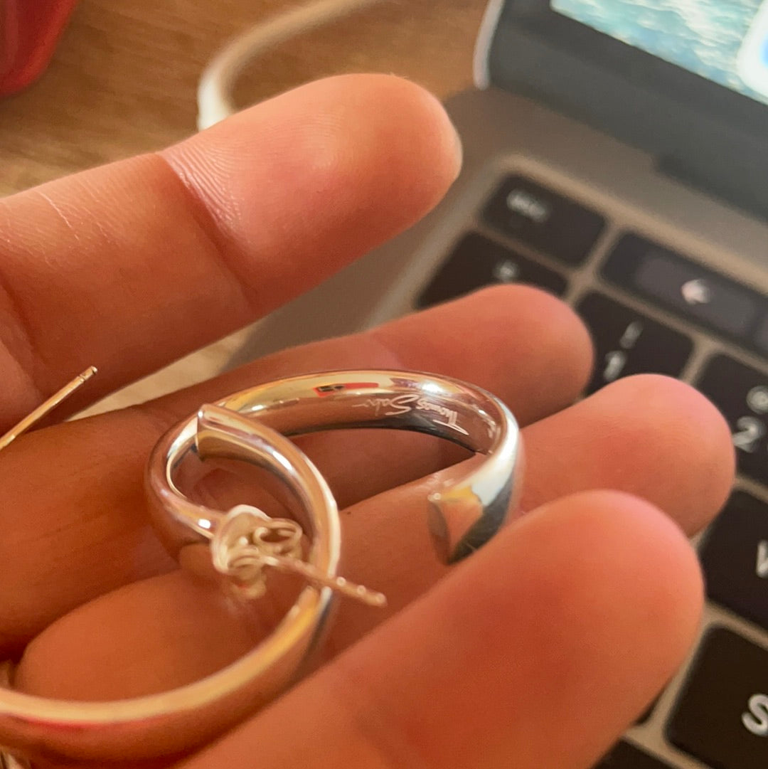 Genuine Thomas Sabo Sterling Silver 3/4 Large Hoop Earrings