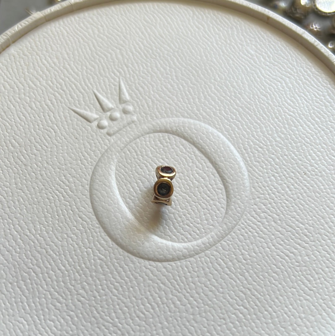Genuine Pandora Solid 14ct Gold Lights Aquamarine Spacer Charm RARE HTF