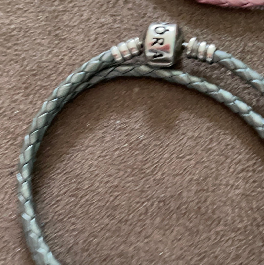 Genuine Pandora Silver Space Grey Double/ Triple Leather Medium