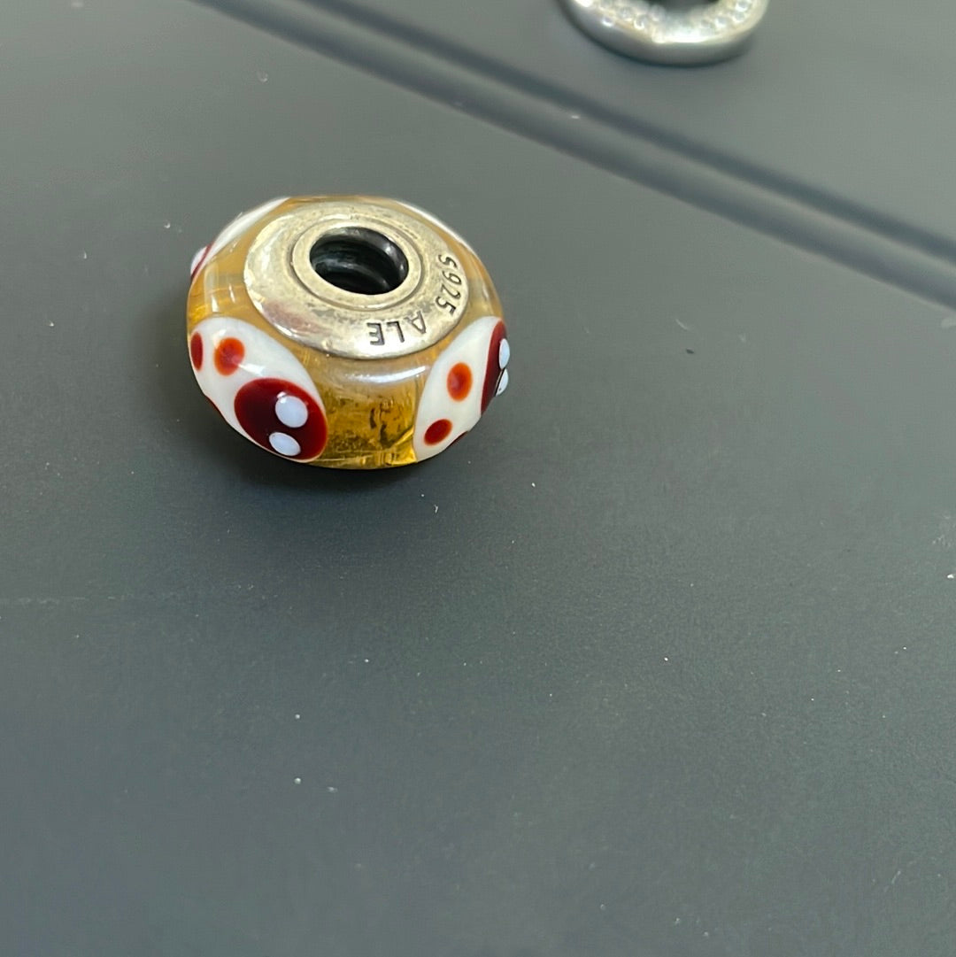 Genuine Pandora Ladybird Orange Murano Glass Charm