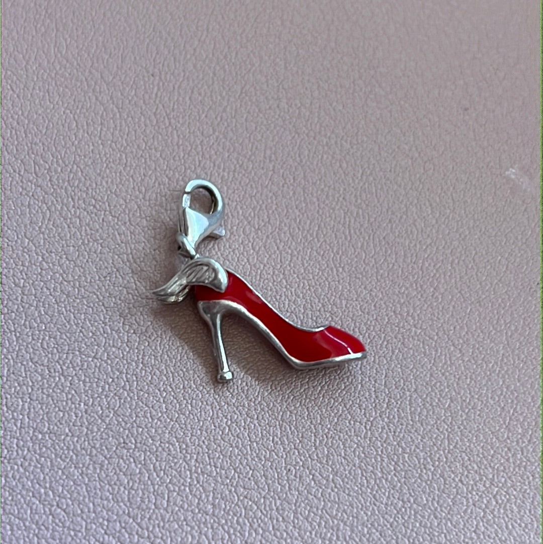 Genuine Thomas Sabo Red Enamel Winged High Heel Shoe Dangle Clip Charm