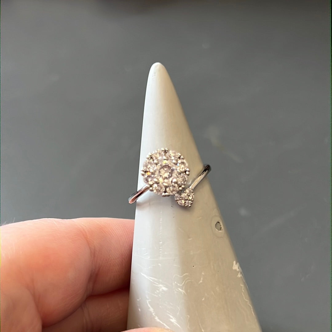 Beautiful Adjustable Anxiety Spinning Ring - Pave Clear Circle Ring