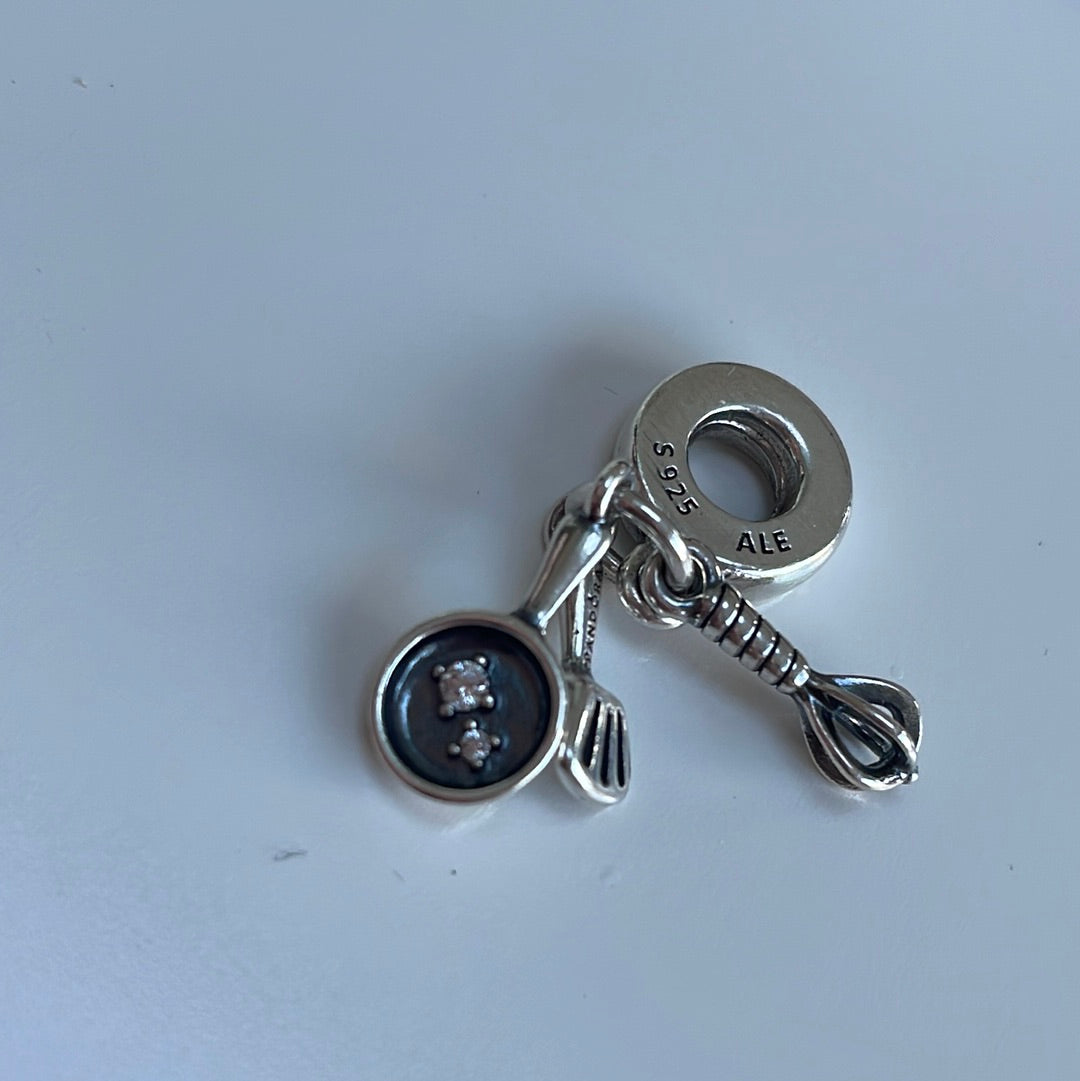 Genuine Pandora Chef Whisk, Spoon and Pave Pan