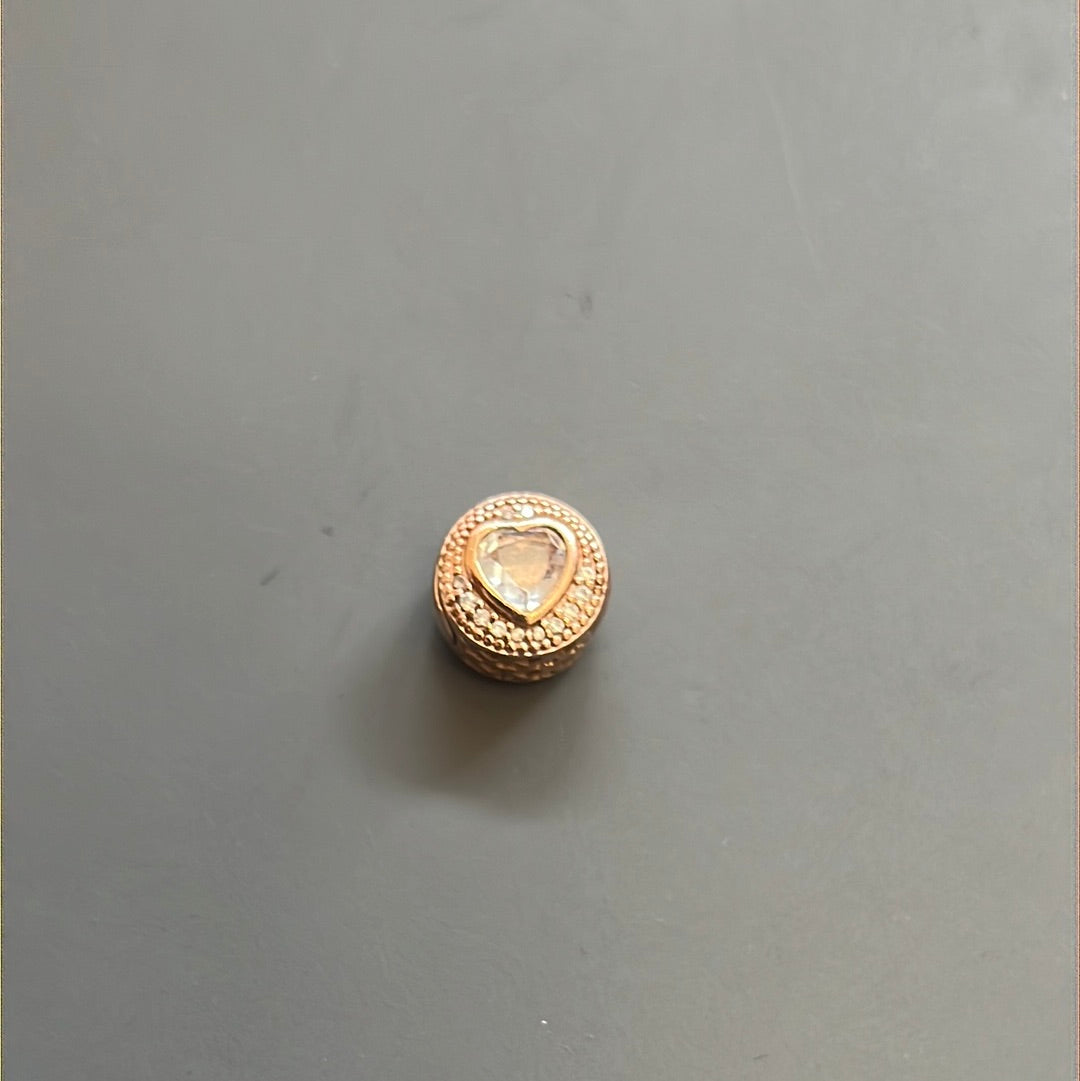 Genuine Pandora Rose Gold Essence Compassion Pave Heart Charm RARE