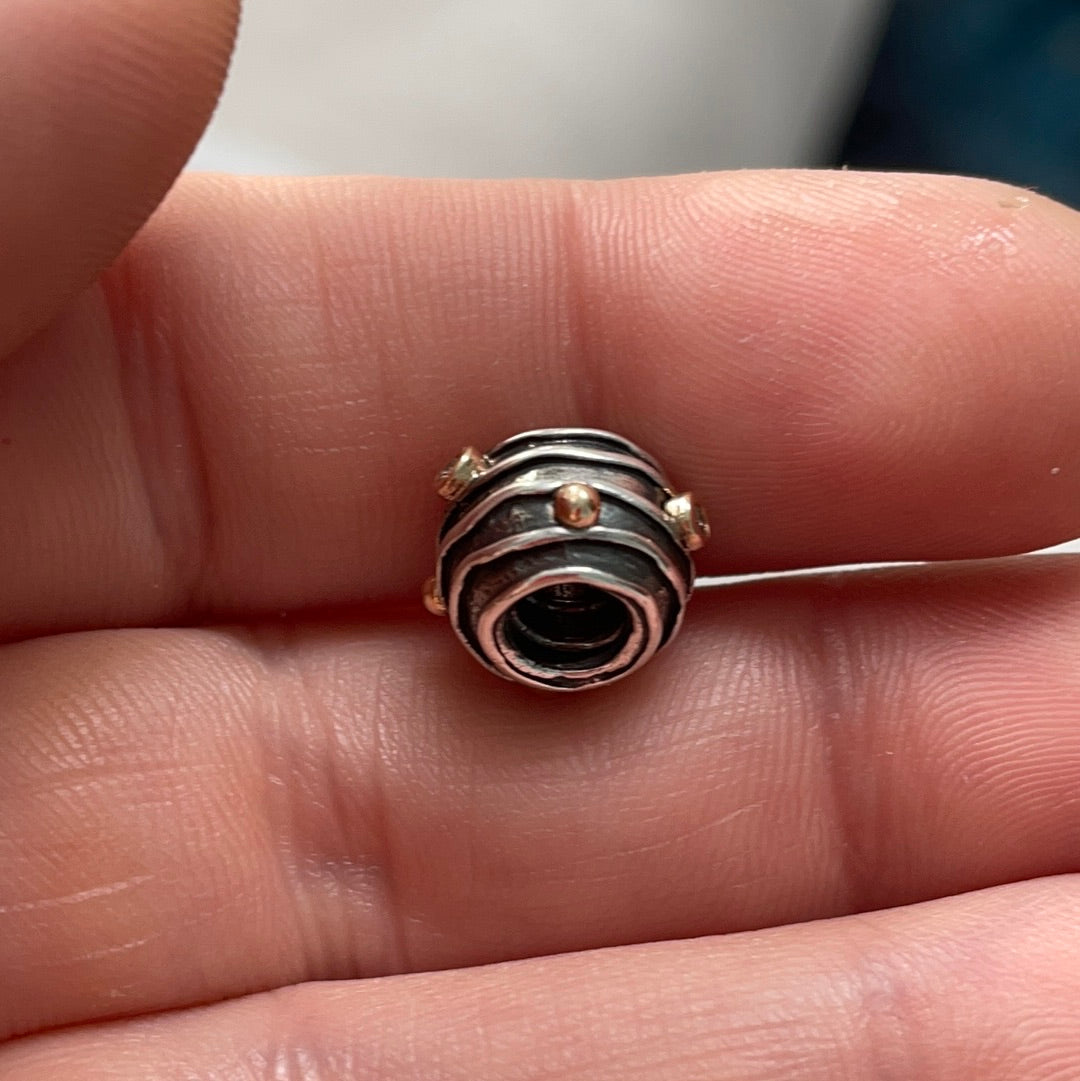 Genuine Pandora Two Tone Diamond Ripple Twinkle HTF  Charm