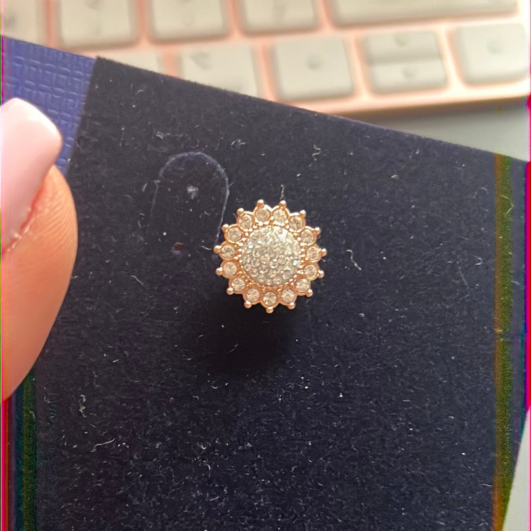 Genuine Swarovski Pave Crystal Flower Sunflower Stud Earrings