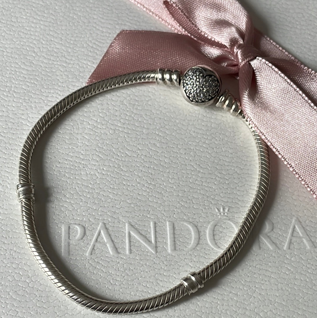 Genuine Pandora Pave Heart Clasp Bracelet..