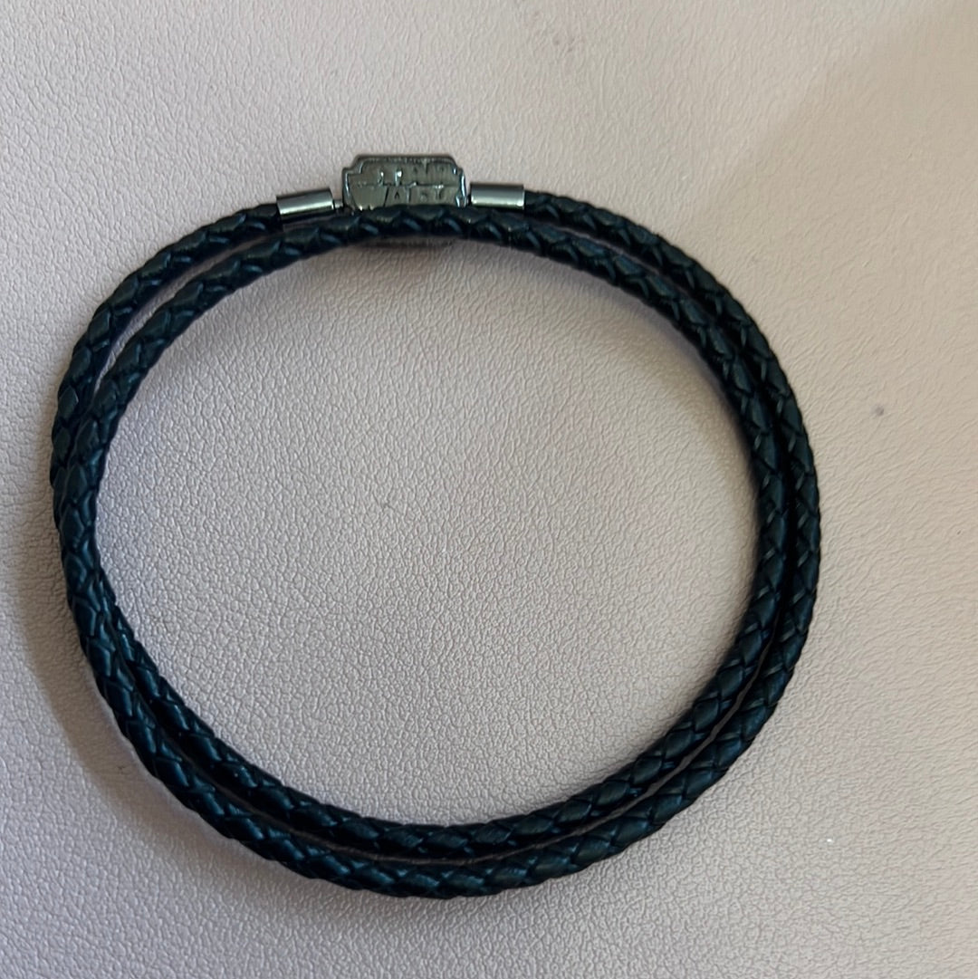 Genuine Pandora Disney Star Wars LMTD Edition Double Black Leather Bracelet Med/ Lrg
