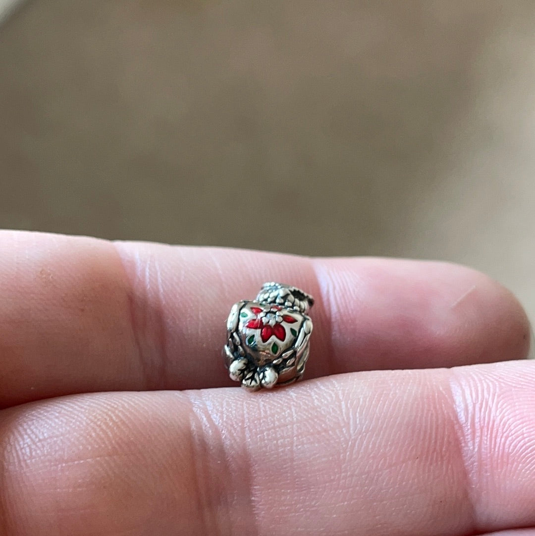 Genuine Chamilia Red Enamel Embellished Owl Animal Charm