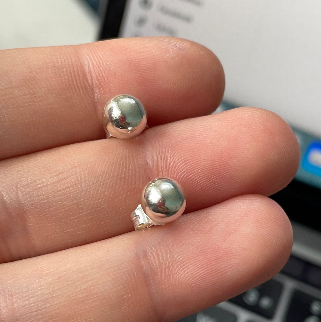 Genuine Pandora Plain String of Beads Ball Earrings Studs