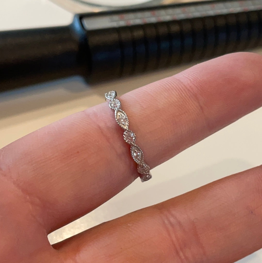 Sterling Silver Cz Pave Band of Circle and Oval Band Ring Size 56