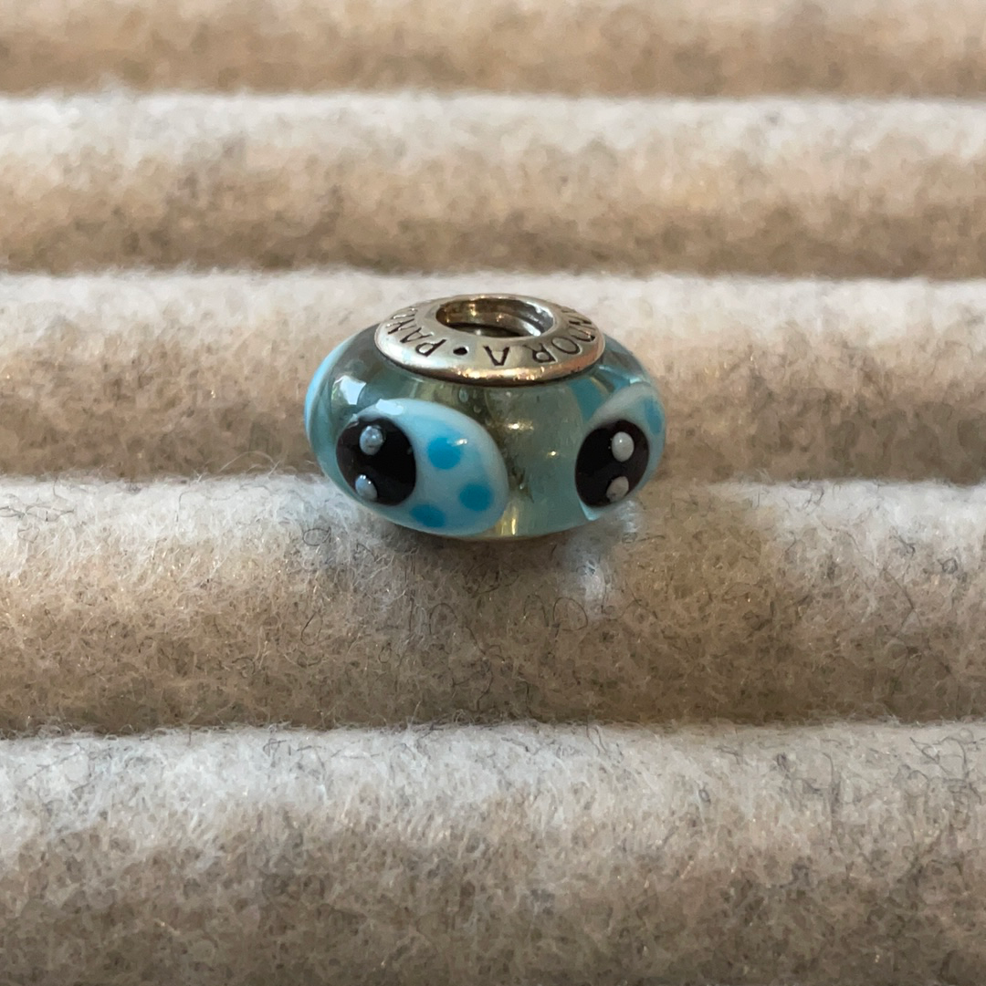 Genuine Pandora Blue Ladybird Murano Glass Charm