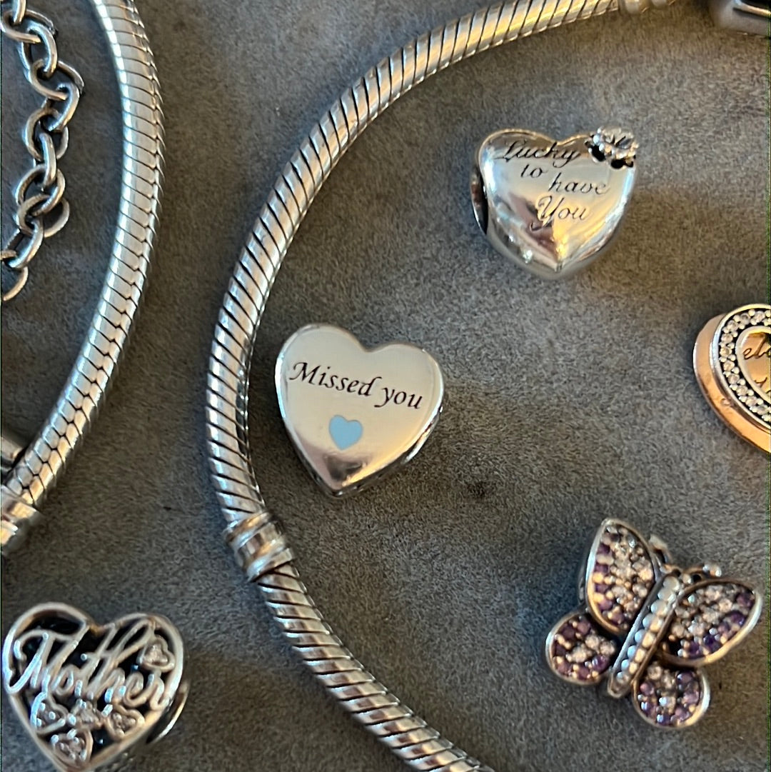 Genuine Pandora Missed You Enamel Heart Charm