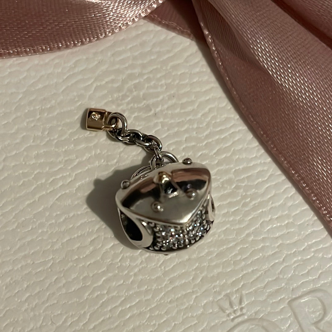 Genuine Pandora New Style Heart Lock and Gold Key Charm Two Tone