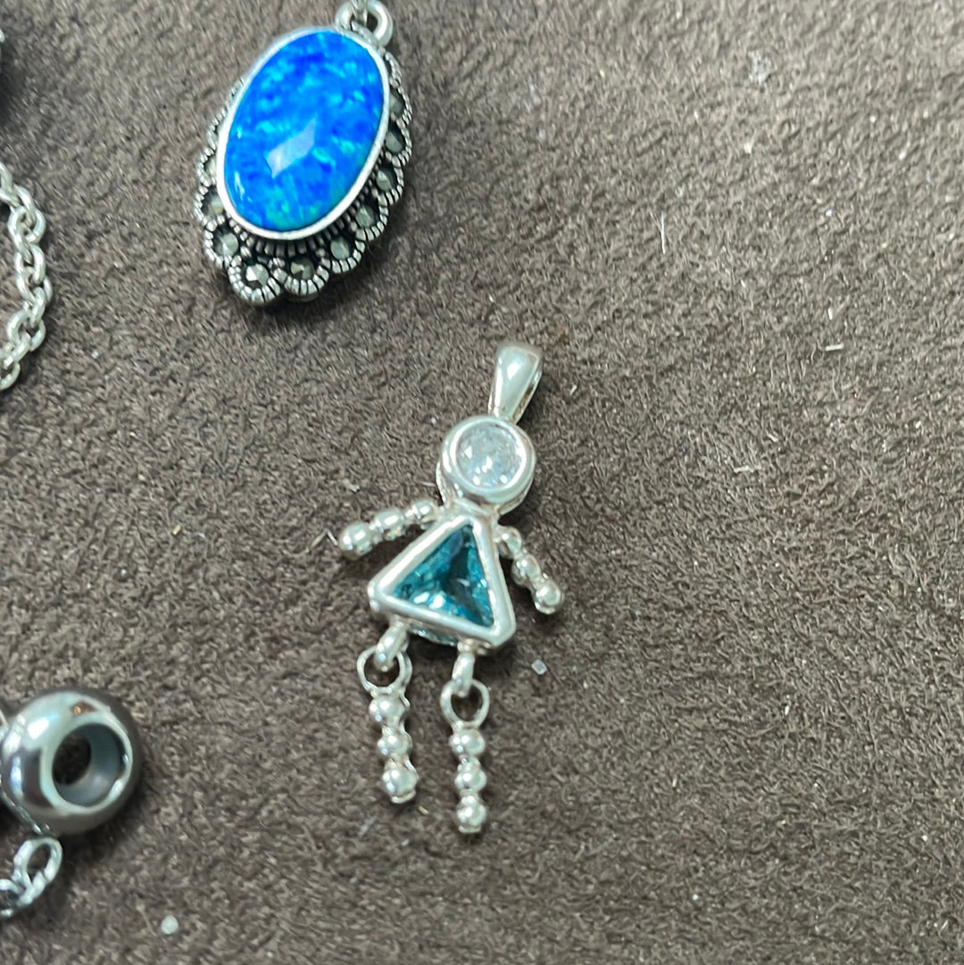 Unbranded Sterling Silver Crystal Doll Charm Dangle