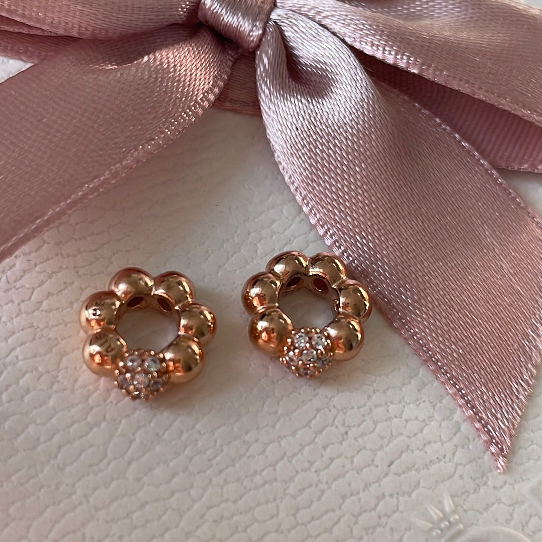 Genuine Pandora Pave Rose Gold Bobble Spacer x1