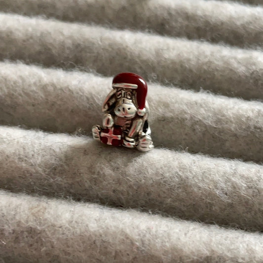 Genuine Pandora Winnie The Pooh Disney Eeyore Christmas Edition WIth Hat and Enamel Present