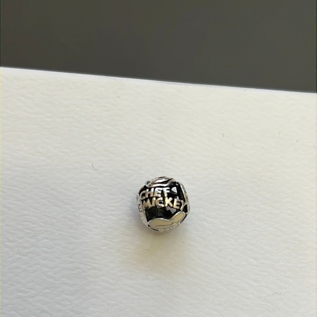 Genuine Pandora Disney Parks Enamel Chef Mickey Mouse Enamel Charm RARE