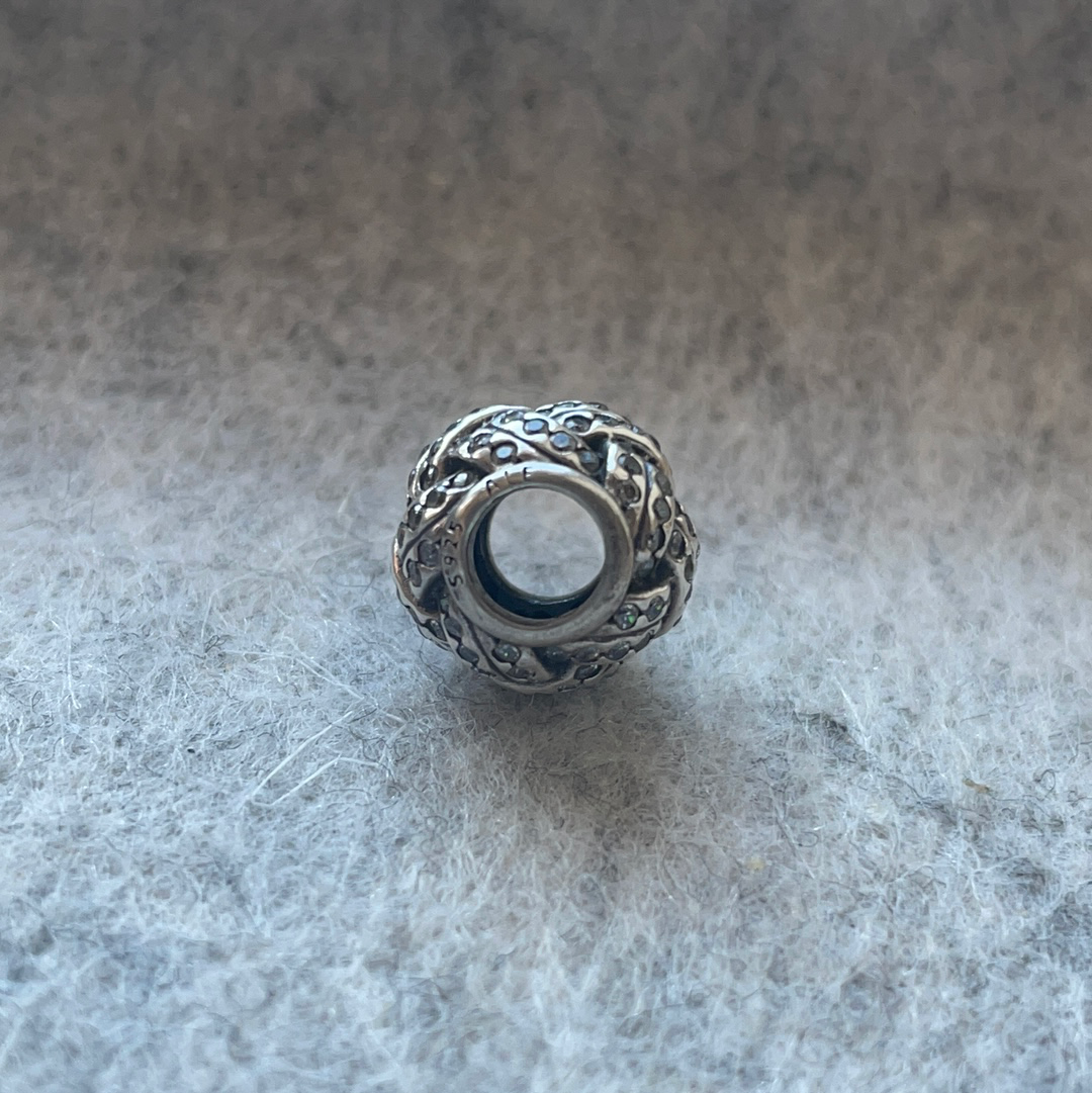 Genuine Pandora Pave Sparkling Basket Weave Knot Charm