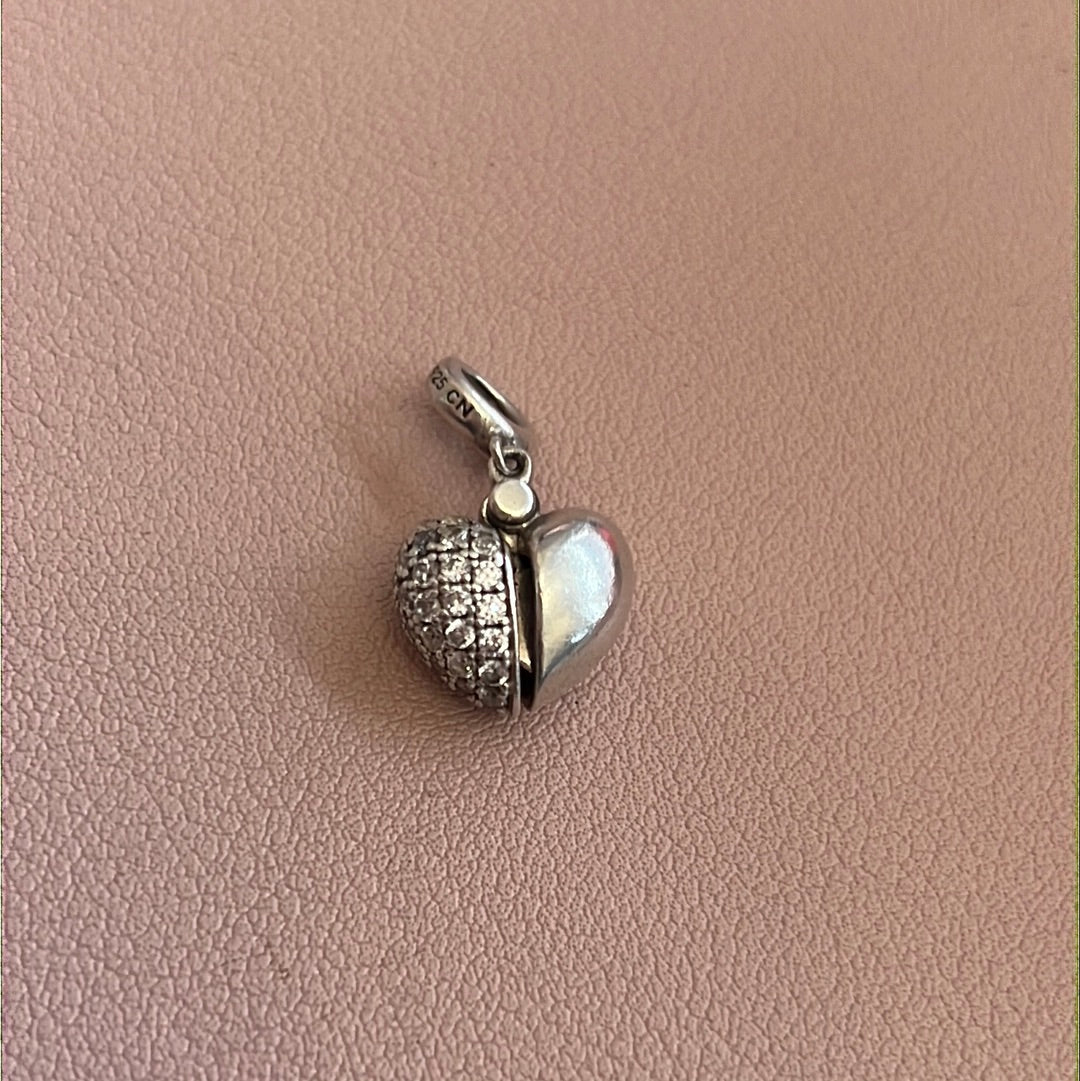 Genuine Chamilia Pave Clear I Love You Heart Openable Dangle Charm