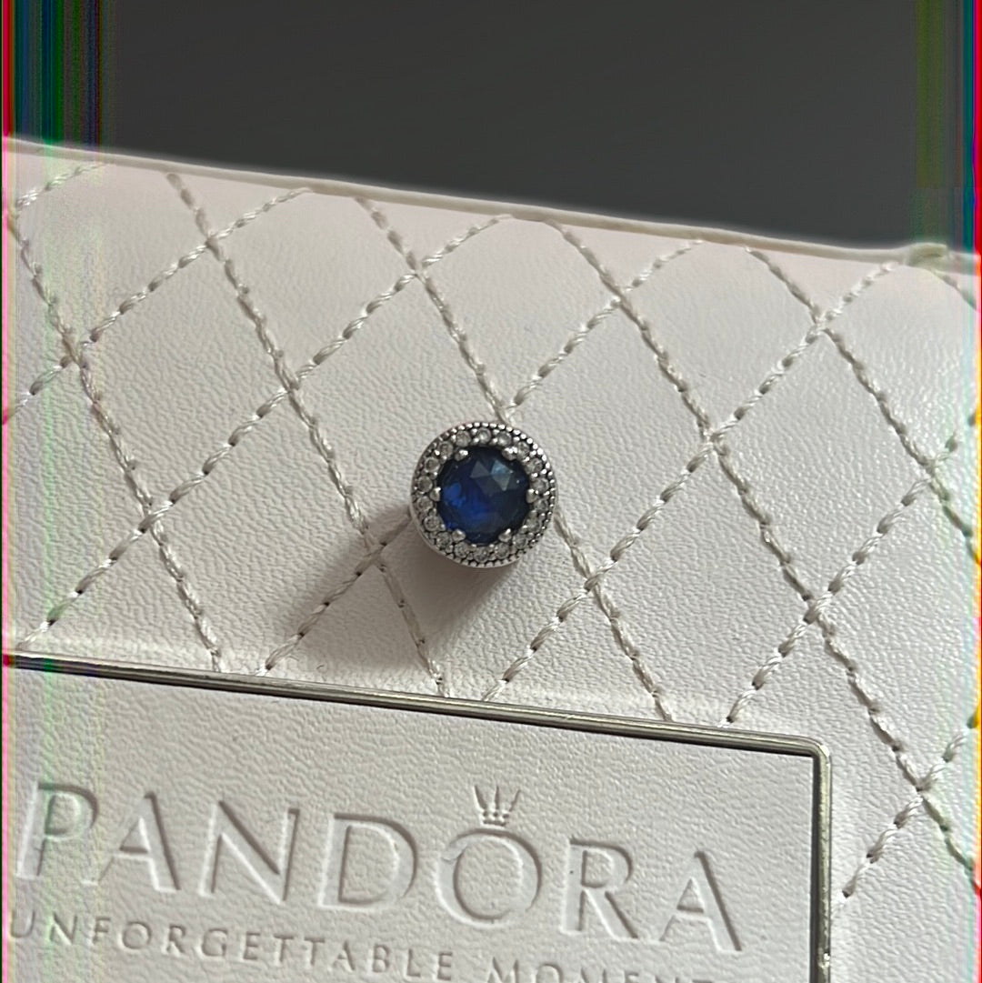 Genuine Pandora Peace Blue Pave Charm Sparkle Essence