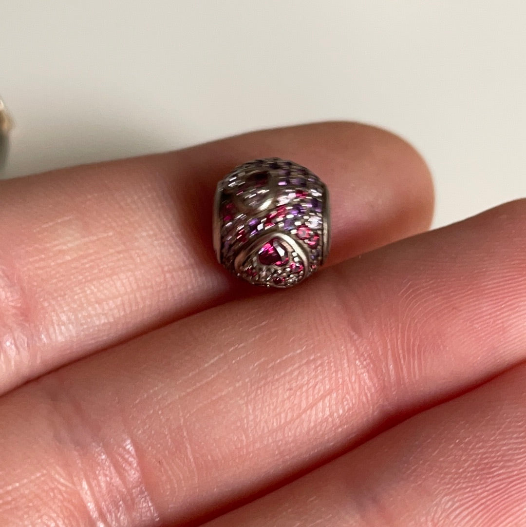 Genuine Pandora Pink, Red and Purple Raised Hearts Pave Ball