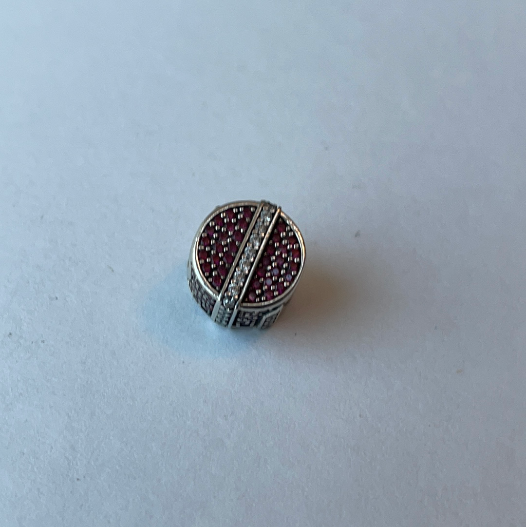 Genuine Pandora Circle Shaped Present Pave Bow Charm In Pink