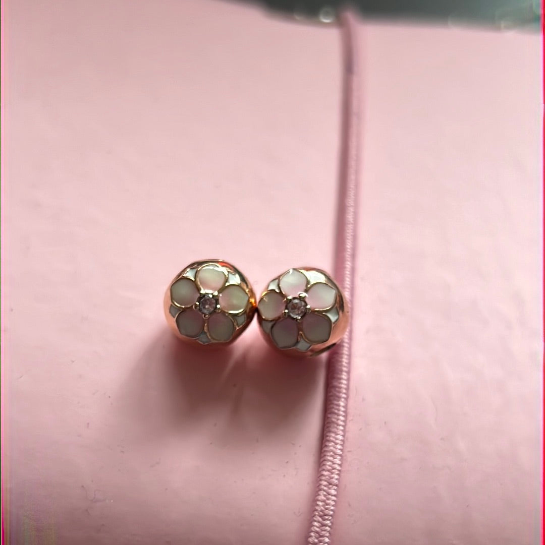 Genuine Pandora Rose Gold Pave Magnolia Bloom Clip x2
