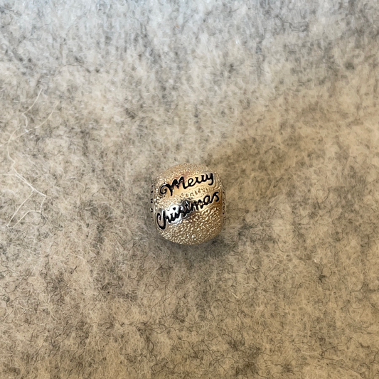Genuine Pandora Christmas Silver Textured Merry Christmas Charm