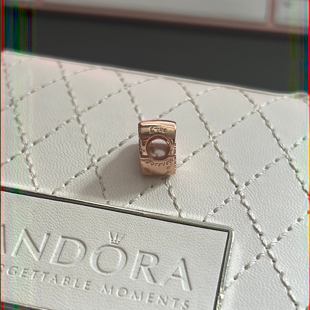 Genuine Pandora Rose Gold Love Forever and Always Heart Openwork Charm
