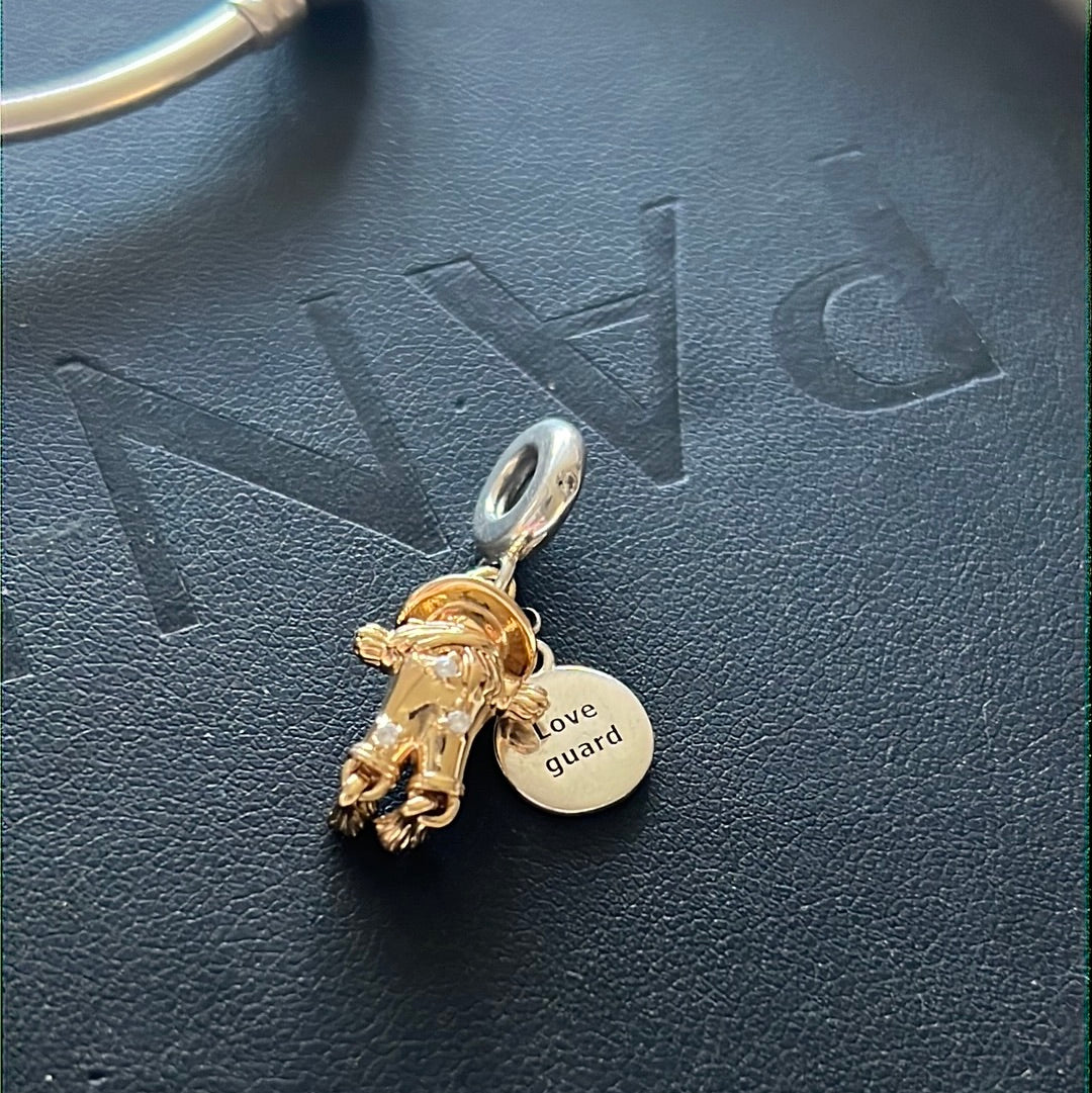 Genuine Pandora Shine Gold Love Guard Scarecrow Dangle Charm