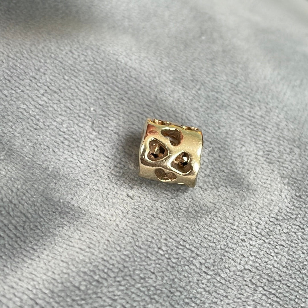 Genuine Pandora Solid 14ct Gold Tunnel Heart Openwork Charm HTF