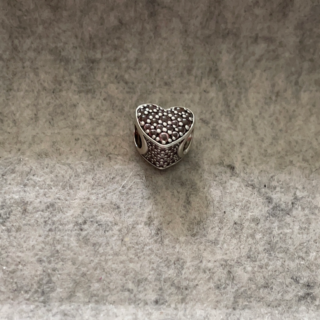 Genuine Pandora Pave Droplet Pink Heart Sparkle Charm