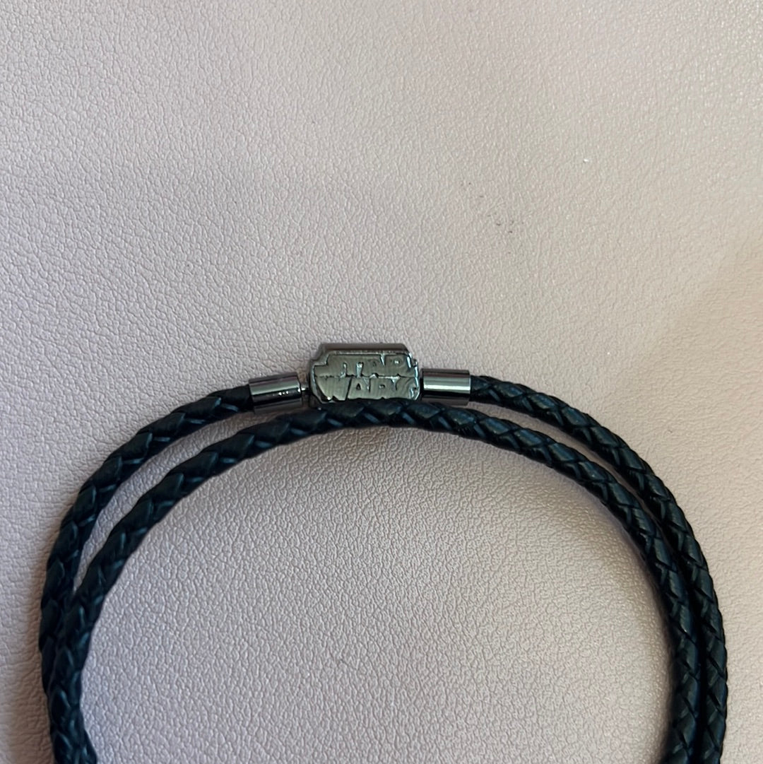 Genuine Pandora Disney Star Wars LMTD Edition Double Black Leather Bracelet Med/ Lrg