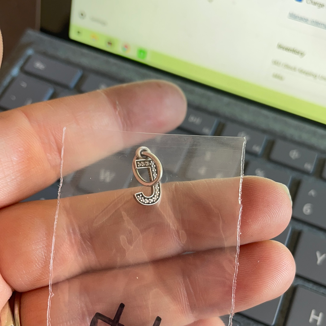 Genuine Pandora Letter J Dangle Pave