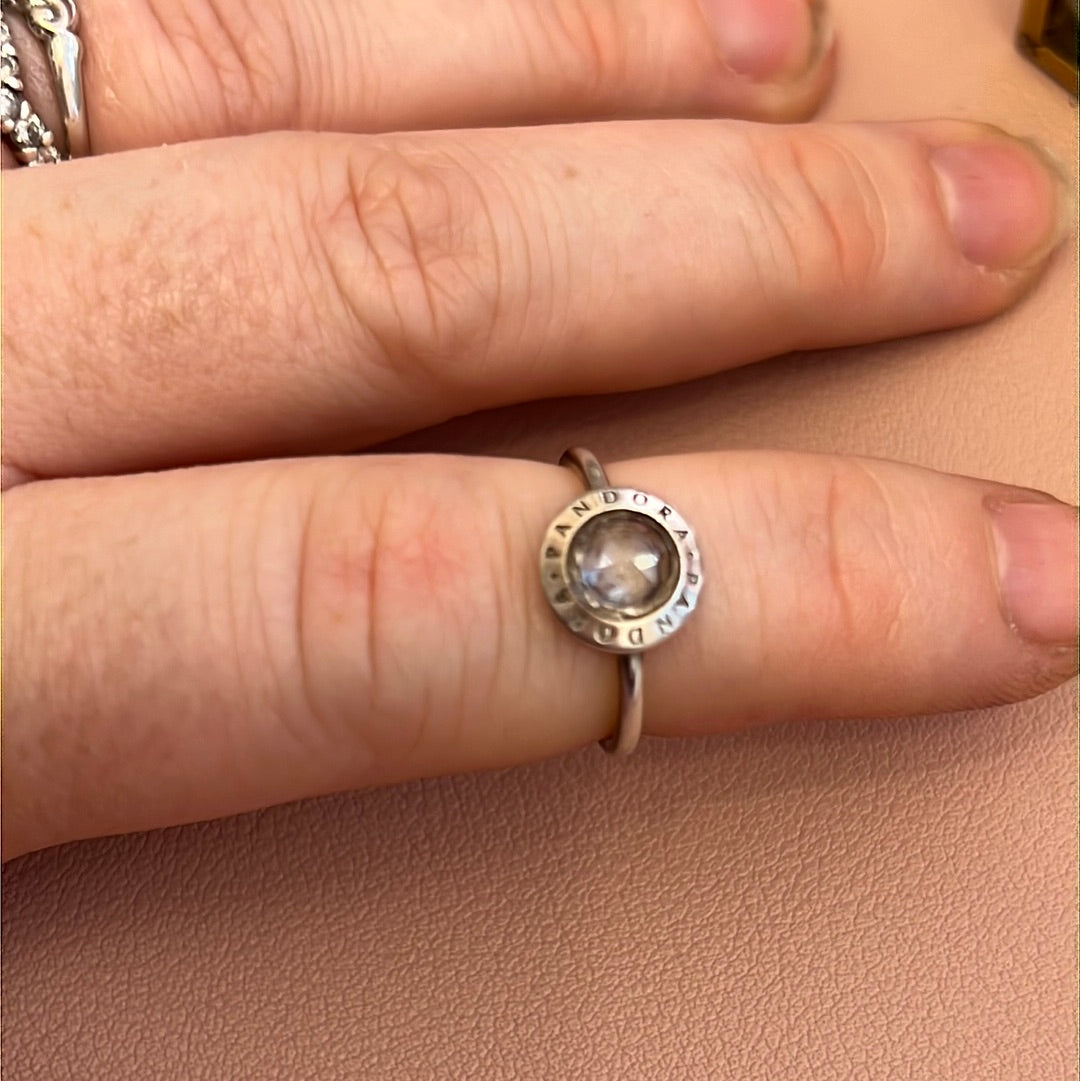 Genuine Pandora Clear CZ Logo Pandora Word Ring 54