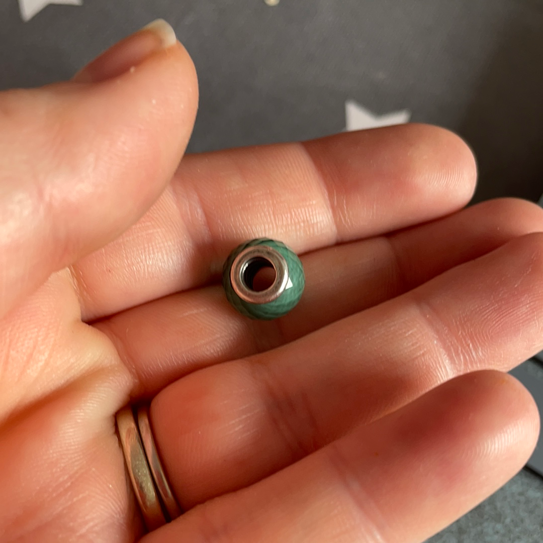 Genuine Pandora Petite Facet Murano In Mint Green
