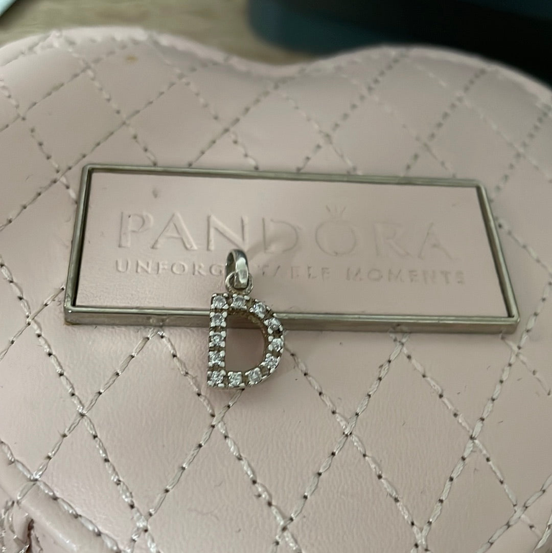 Sterling Silver Letter D Pave Dangle Charm