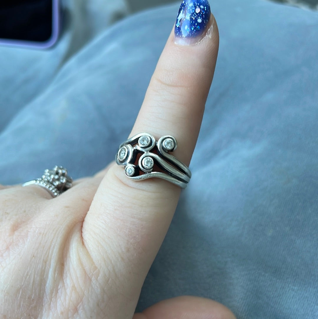 Genuine Pandora Retired HTF RARE Ocean Waves Clear CZ Ring 54