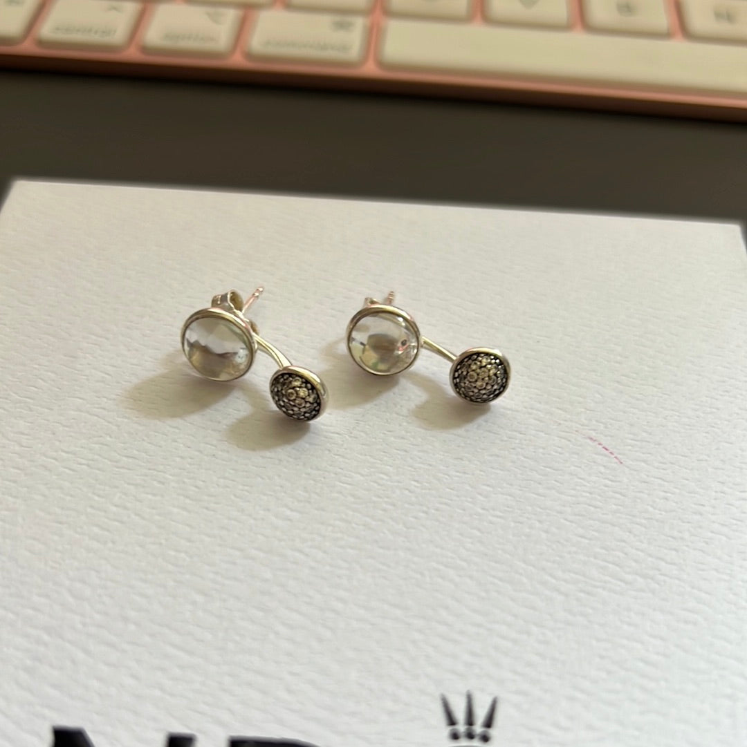 Genuine Pandora Dazzling Poetic Droplet Clear and Dangle Pave Circle Earrings